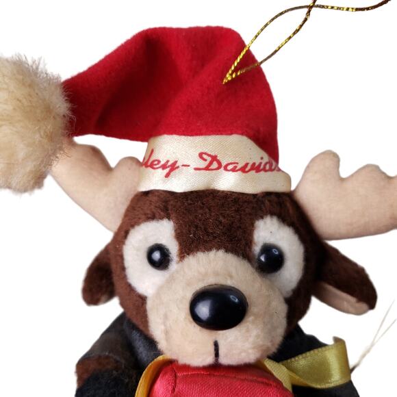 Vintage 2000 Harley Davidson Motorcycle 5" Plush Reindeer Biker Tree Ornament - Picture 5 of 6